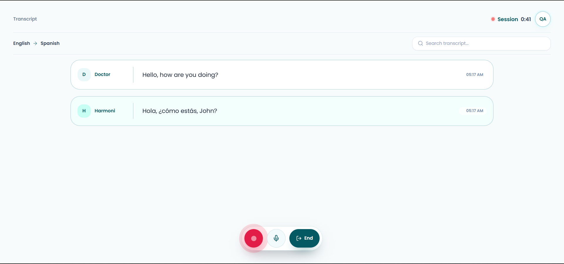 Harmoni transcript on tablet
