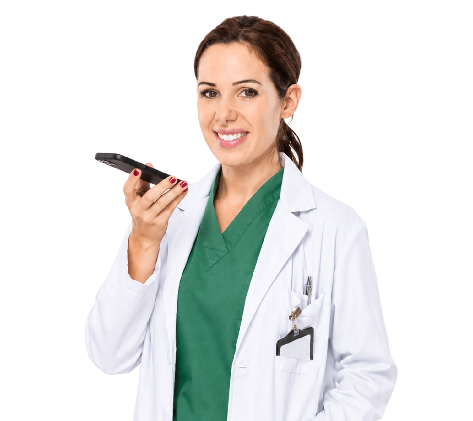 Clinician using Harmoni on her phone